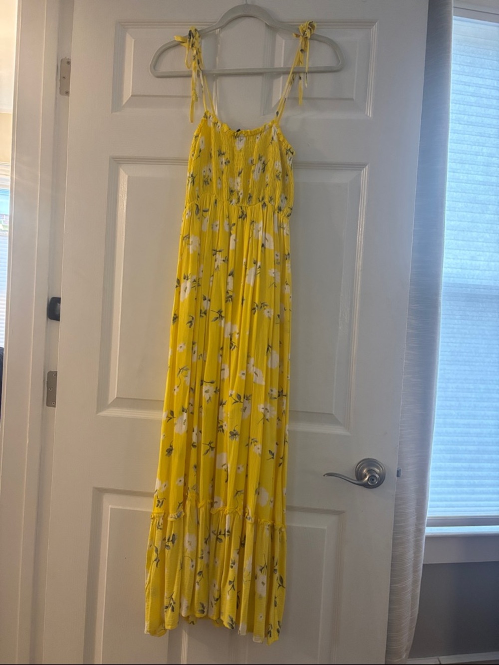 Yellow Floral Tie-Shoulder Maxi Dress